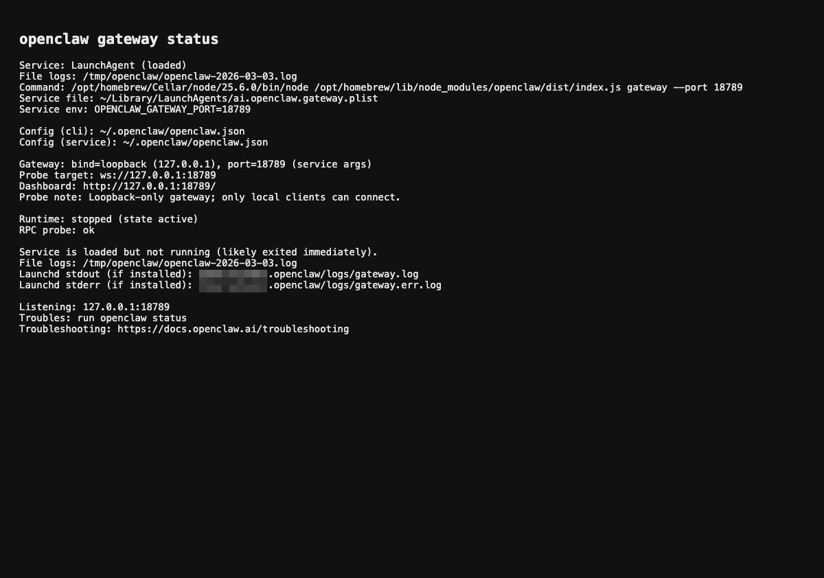 openclaw gateway status 실행 결과