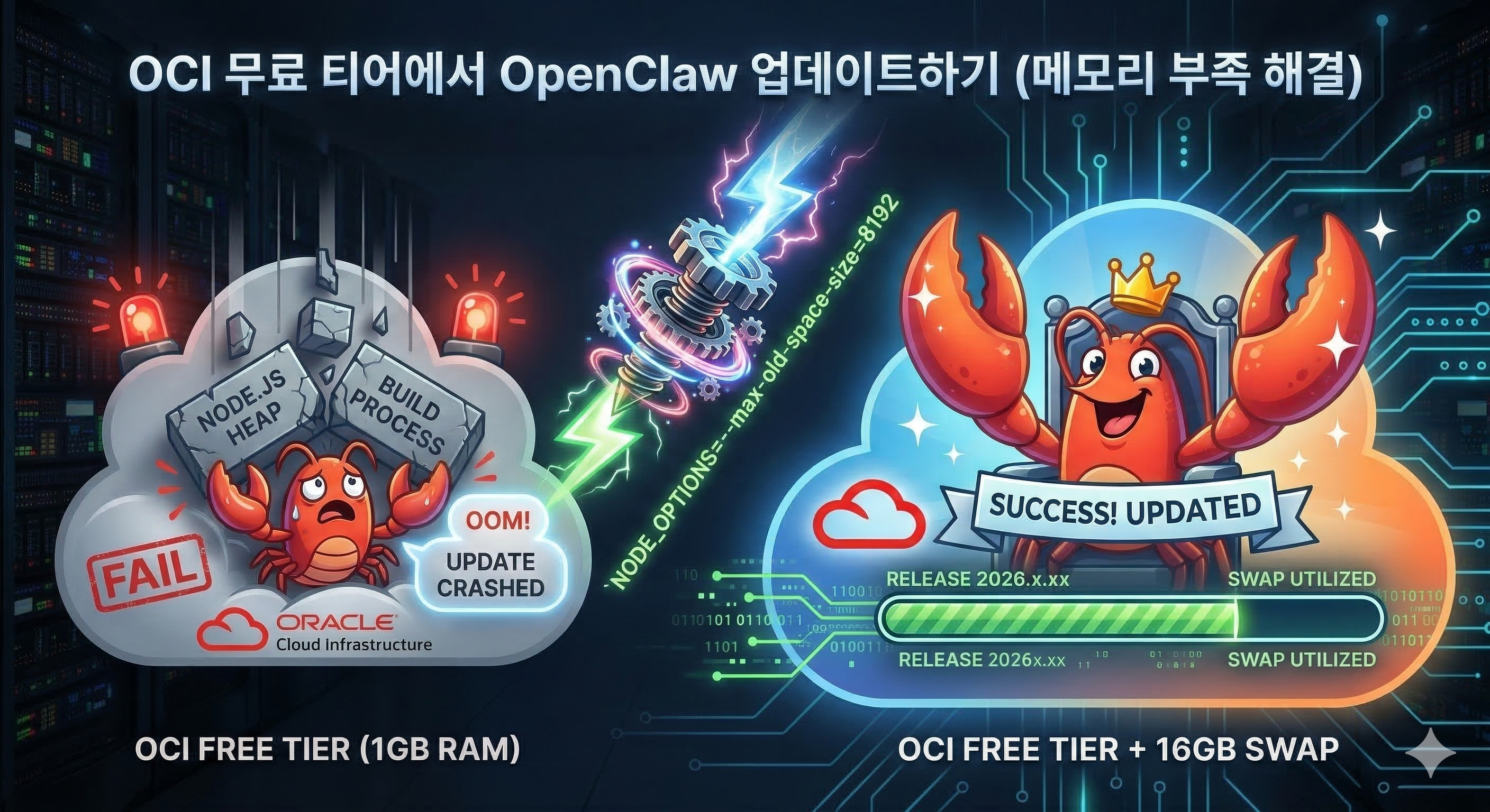 OCI 무료 티어에서 OpenClaw 업데이트하기 (메모리 부족 해결)