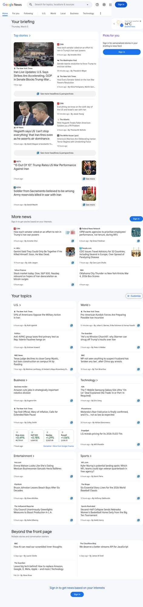 Google News 브라우저 제어